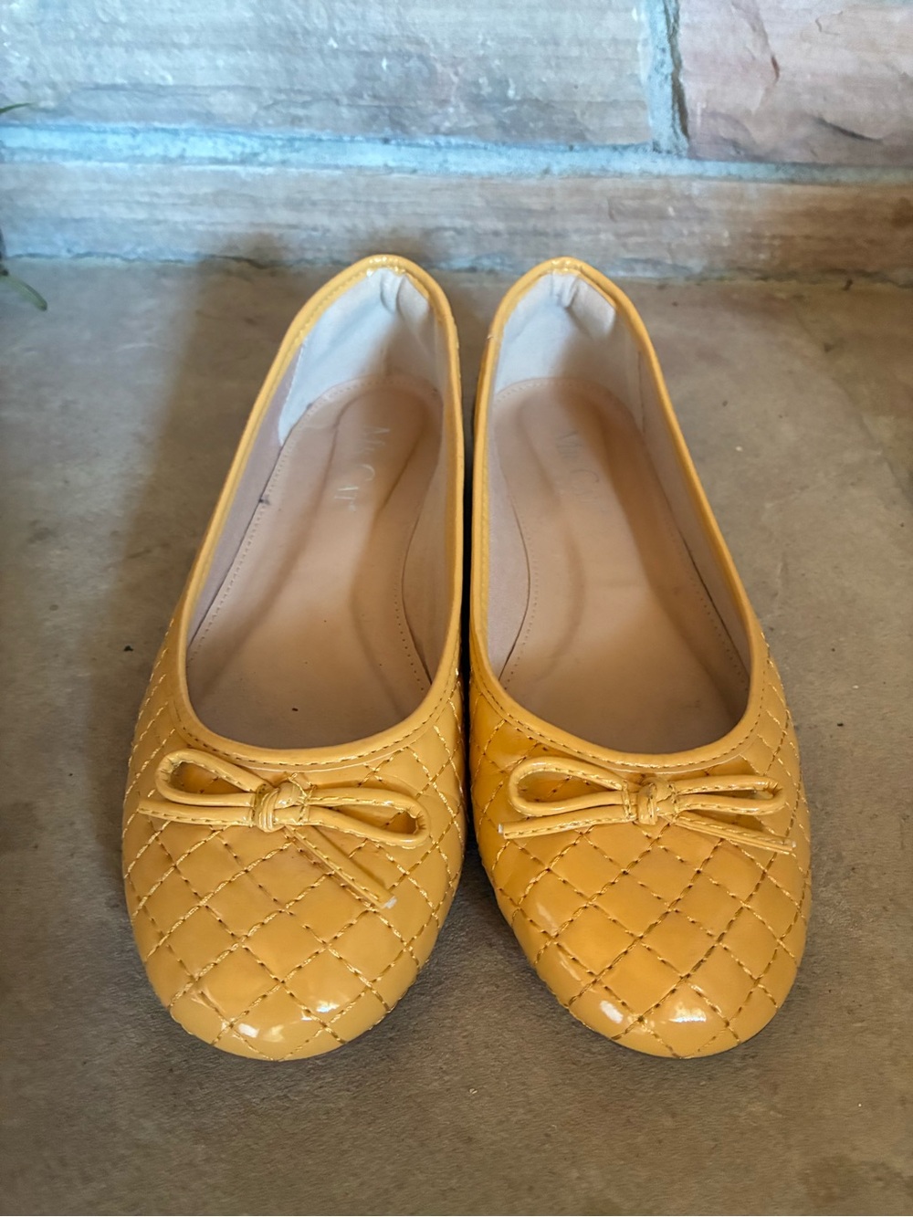 Mr. Cat Women’s light mustard yellow Quilted Ballet Flats